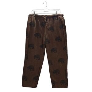 Flyshacker Clothing Co Bear Print Sweatpants Men M Brown Cotton Joggers Gorpcore